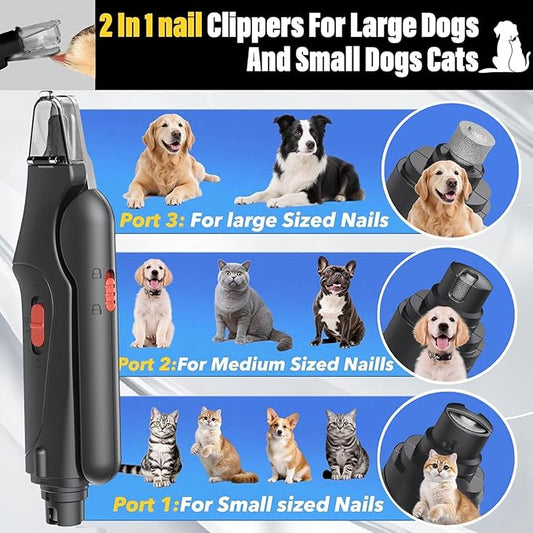CATPICK 2-in-1 Cat Nail Clippers & Dog Nail Clippers Trimmers for Large Medium Small Dogs Cats Claw Trimmer Quick Sensor and Safety Guard USB Rechargeable with 2 LED Lights Dogs Nail Trimmer