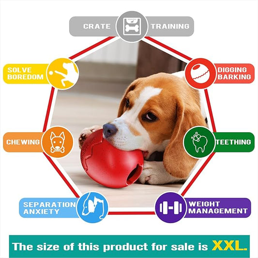 Extra-Large Size Dog Fillable Toy - Filler Lick Ball for Large Aggressive Chewers Breed Dogs Durable Peanut Butter Balls & Kibble Treat Dispenser & Chew Toys