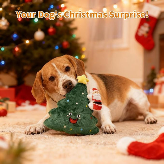 Dog Toys,Plush Dog Toy,Squeaky Plush Puppy Dog Chew Toys for Small Medium Large Dogs (Christmas F)