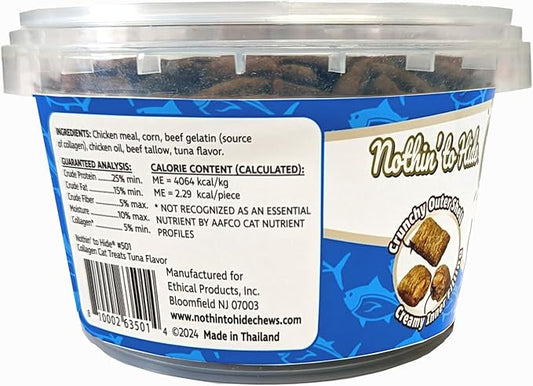 Fieldcrest Farms Nothin’ to Hide Collagen Cat Treats – Crunchy & Creamy Cat Snacks, High-Protein Healthy Treats for Skin, Coat & Joint Support, Tuna Flavor, 8 oz. Resealable Tub