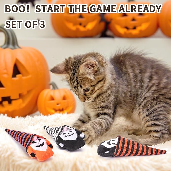 Retro Shaw Catnip Toys Gnome, Fun Cat Toys for Indoor Cats Kitty, Safe Teeth Cleaning Interactive Kitten Chew Kicker Toy for All Pet Breeds, 3 Pack