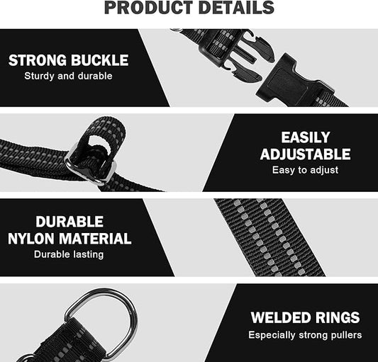 Hikiko Martingale Collar for Dogs Reflective Nylon Puppy Dog Collar with Quick Release Buckle Adjustable Training No Slip Dog Collar (X-Small, Black)