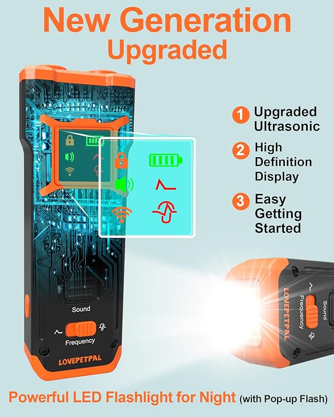 Dog Training Bark Deterrent Device, Anti-Barking Device with HD Display and LED Flashlight for Dogs, Stop Bad Behavior Without Yelling or Swatting, Ultrasonic Stopper Alternative to Shock Collar