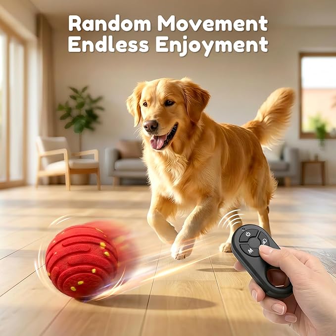 TBC PET Interactive Dog Toys with Remote Control, Smart Interactive Dog Ball with 3 Modes, Auto-Moving&Bouncing, High-Resilience&Chew Resistant E-TPU Dog Ball, IPX6 Waterproof, Rolling Ball Dogs