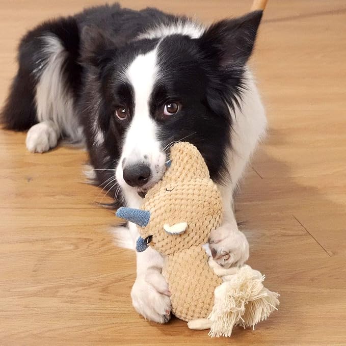 Sedioso Large Dog Toys, Cute Squeaky Dog Toy, Stuffed Animal Plush Toys for Puppies, Durable Dog Chew Toy for Small,Middle,Large Breed (Brown(Uni-Hippo))