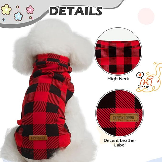EXPAWLORER Soft Cat Sweater - Checked Sweaters for Cats Only Warm Kitten Clothes, Fall and Winter Pet Coat Pullover Design, Fleece Sweatshirt Clothing Also for Puppy Small Dogs, Large