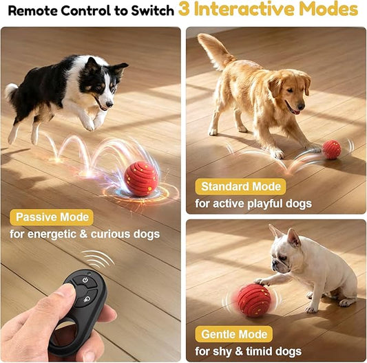 TBC PET Interactive Dog Toys with Remote Control, Smart Interactive Dog Ball with 3 Modes, Auto-Moving&Bouncing, High-Resilience&Chew Resistant E-TPU Dog Ball, IPX6 Waterproof, Rolling Ball Dogs