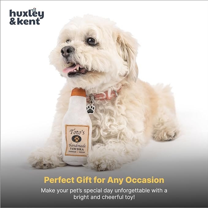 Huxley & Kent Funny Dog Toy w/Squeaker – Power Plush Squeaky Dog Toys for Small Dogs – Durable Small Stuffed Animal for Indoor Play & Fetch - Tiny Tuff Toto's Pawdka