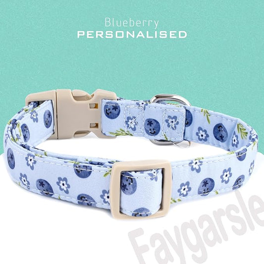 Faygarsle Blueberry Pattern Dog Collar for for Summer Small Medium Large Dogs Light Blue L