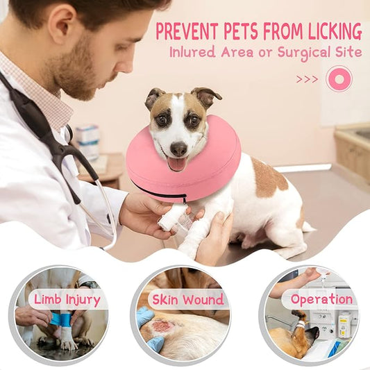 Supet Inflatable Dog Cone Collar for Large Medium Small Dogs, Soft Cone Collar for Dogs Cats, ECollar Doggie Neck Donut Dog Cone Alternative After Surgery
