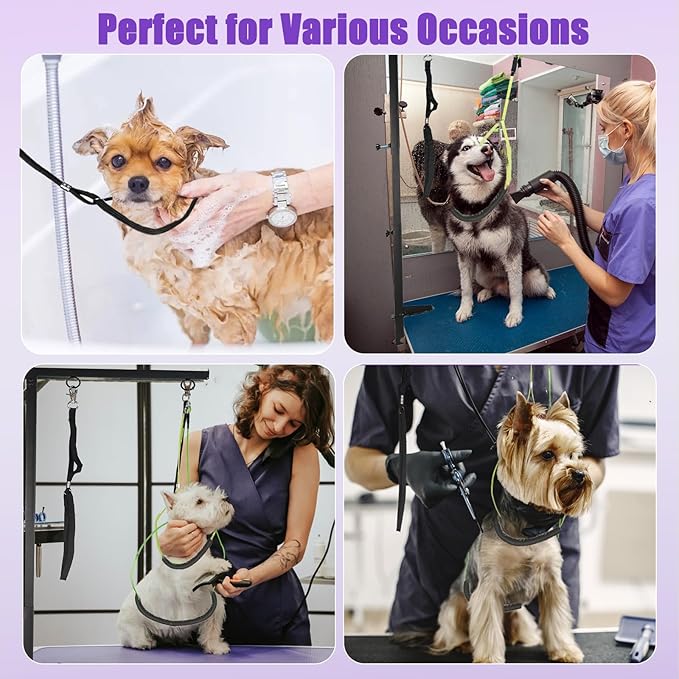 Dog Grooming Supplies and Grooming Harness Home Kit - Dog Grooming Table Arm with Hammock Sling Pet Hanging Holder for Grooming Arm, and Small Pet Grooming Nail Trimming