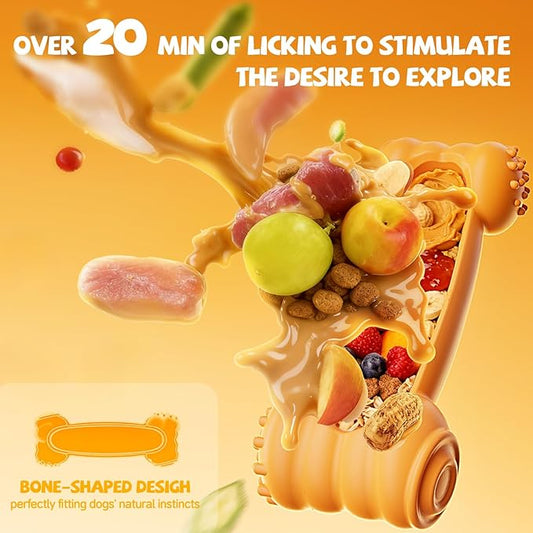 2-Pack Freeze Toys for Dogs Slow Feeder Dog Lick Bone Indestructible Chew Toy for Aggressive Chewers,Puppy Teething Relief,Fillable Enrichment Treat Toy Suitable for Small & Medium Breed(Nylon)