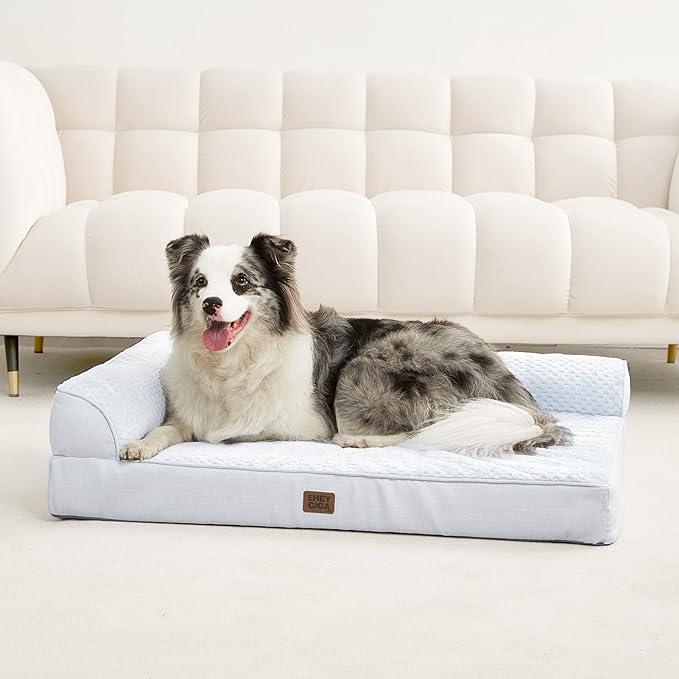 EHEYCIGA XXL Dog Bed Memory Foam, Orthopedic Giant Dog Bed Jumbo with Washable Removable Cover, Waterproof Pet Sofa Couch with Nonskid Bottom, 48x35x7.5, Washblue