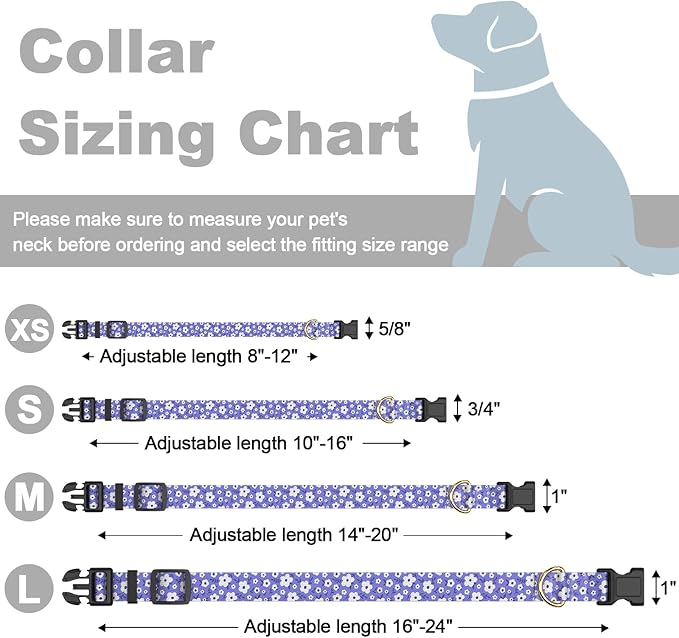 Rnivvi Dog Collar for Large Dogs, Cute Heavy Duty Adjustable Puppy Collar with Quick Release Buckle for Boy Girl & Female, Pet Accessories for Walking Running, L Length 1" Width, Purple White