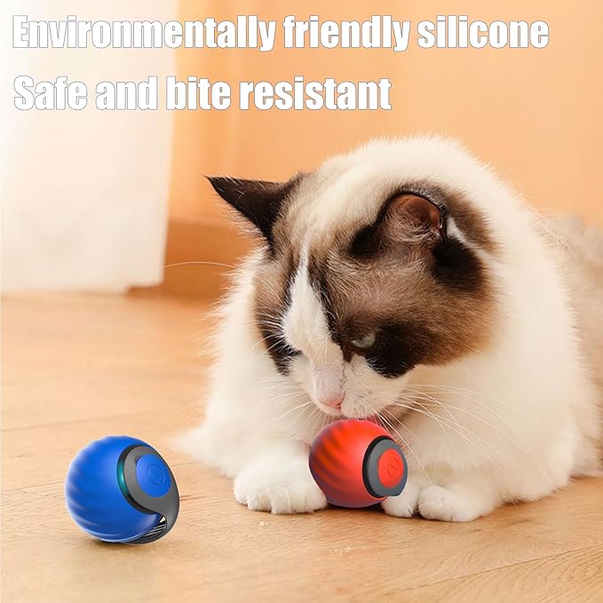 Yikuhot Interactive Cat Toys for Indoor Cats, 2Packs and 4 Tails Automatic Moving Cat Toys Ball,Cat Toy,Two Speed Tails Adjustment (Orange + Blue)