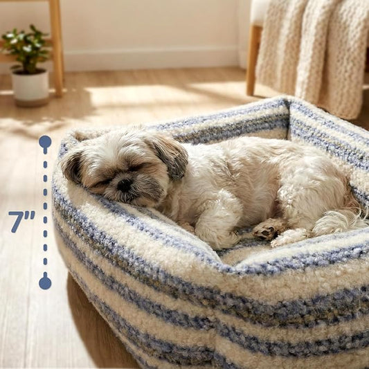 WESTERN HOME WH Dog Bed for Small Medium Dogs, Washable Small Medium Dog Bed, High Back Support Pet Sofa with Sides, Soft Pet Beds with Anti Slip Bottom, 25inch, Blue