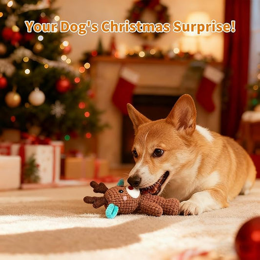 Dog Toys,Plush Dog Toy,Squeaky Plush Puppy Dog Chew Toys for Small Medium Large Dogs (Christmas D)