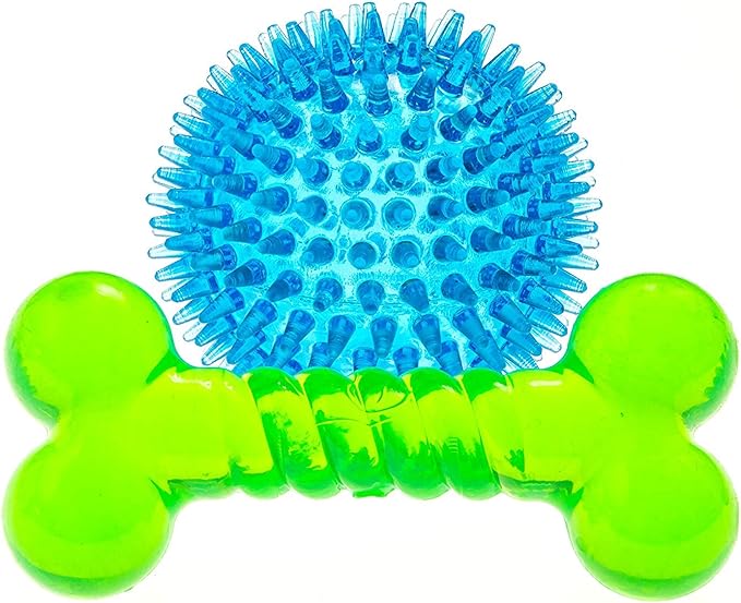Spiky Ball and Bone for Small Dogs - Puppy Teething Toys Bone Dog Toy Set for Smart Newborn Pet - Doggy Interactive Chew Mini Dental