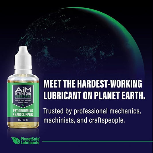 PlanetSafe Lubricants AiM - Pet/Dog & Cat Safe Lubrication Spray for Clipper Blades & Shears - 1 oz - Grooming Oil That Extends Blade Life, Prevents Heat Buildup - Non Silicone - Made in The USA!