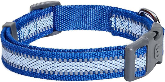 Blueberry Pet Large Dog Collar in Reflective Navy Blue | Adjustable Classic Nylon Strap for Big Breeds | Durable, Stylish & High-Visibility Dog Gear