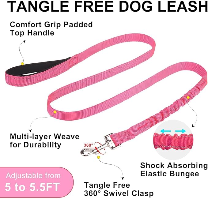 BEAUTYZOO No Pull Dog Harness Medium Sized Dog, Breathable Mesh Padded Dog Harness and Leash Set, Adjustable Reflective Escape Proof Dog Vest Harnessss Quick Fit for Training Walking, Hot Pink M