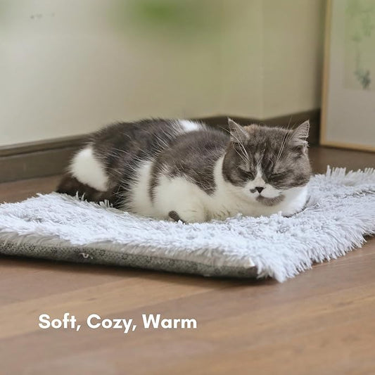 petfelix Self-Warming Cat Mat, Non-Skid Thermal Pet Blanket for Indoor & Outdoor Cats, Washable Insulated Mat for Cat House or Carrier, 24"x20", Gray