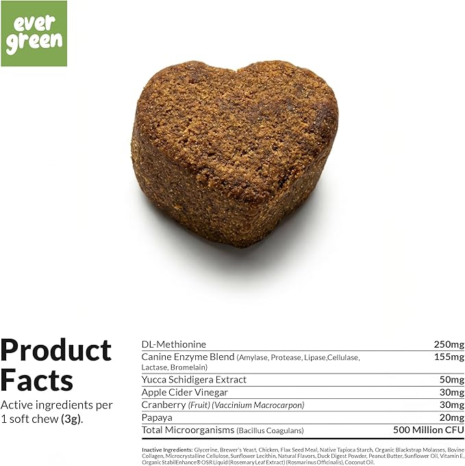 Grass Burn Spot Soft Chews - Pee Grass Spot Saver Caused by Dog Urine - Dog Urine Neutralizer for Lawn, with Canine Enzyme Blend, Probiotics, and Cranberry.
