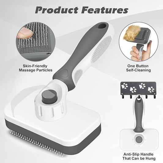 Comotech 3PCS Cat Grooming Supplies,Cat Brush & Nail Clipper/Trimmer & Flea Comb for Shedding Indoor Cats Dogs and Small Animals - Meet All Your Pet's Daily Grooming Needs - All in One Set (Grey)
