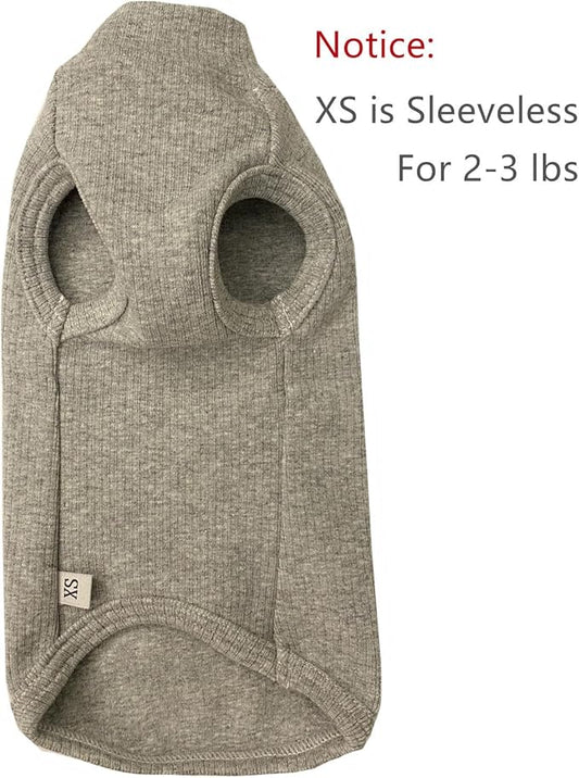 Sphynx Hairless Cats Shirt Cotton Cat Turtleneck Sweater Pullover Kitten T-Shirts with Sleeves Cat Pajamas Jumpsuit for Sphynx Cornish Rex, Devon Rex, Peterbald (X-Small (Pack of 1), Light Grey)
