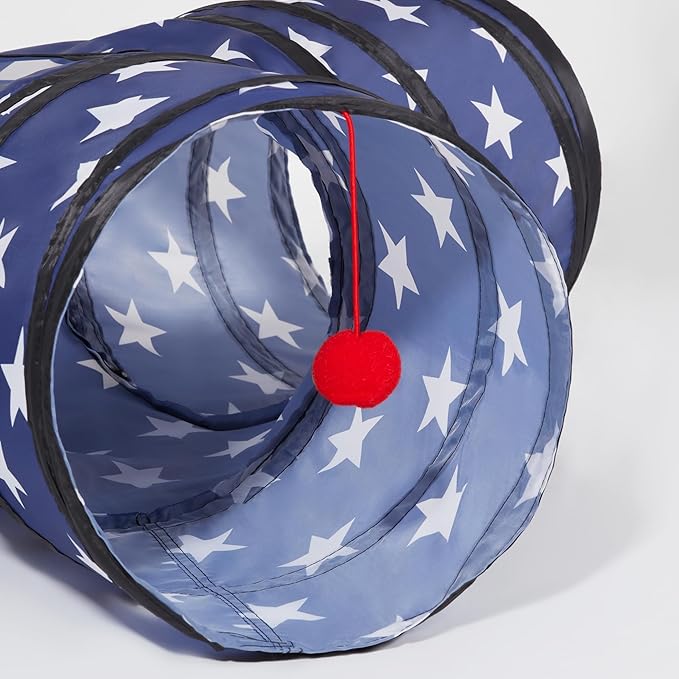 Tempcore Cat Tunnels for Indoor Cats, Collapsible 3 Way Kitty Tunnel Bored Pet Toys with Peek Hole Toy Ball for Puppy, Kitty, Kitten, Rabbit Pentagram