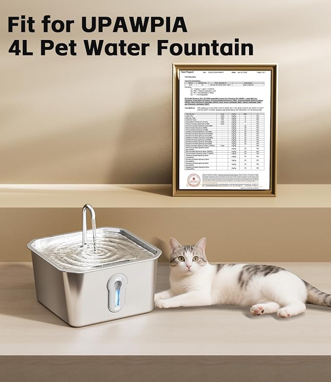 UPAWPIA Cat Water Fountain Filter Replacement 12 Packs for UPAWPIA 4L Pet Water Foutain 8 Filters & 4 Sponges Water Filter for Cat Fountain