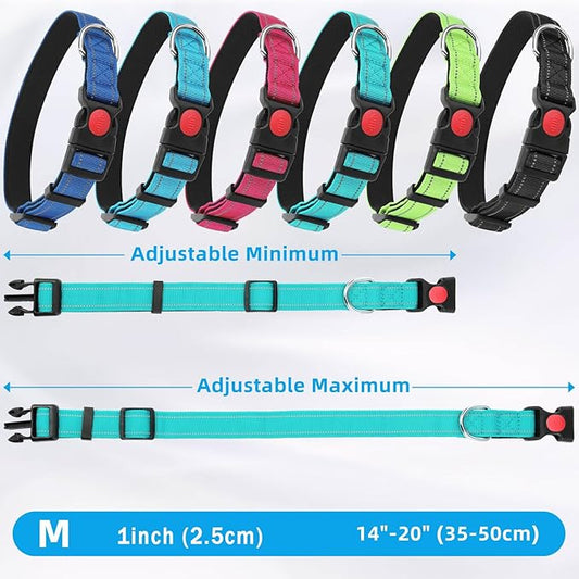 6 Sets Reflective Dog Leash and Collar Set, Nylon Leashes Adjustable Dog Collar Heavy Duty Padded Handle Leash for Small Medium Large Dogs Walking Training(Stylish Color)