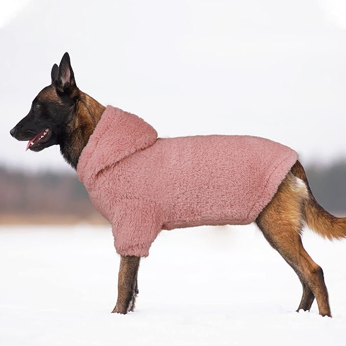 Fuzzy Dog Sweaters for Large Dogs Pet Hoodie Clothes Warm Soft Pet Coats Hooded Sweatshirt Dog Sweaters for Extra Large Dogs(Pink-XL)