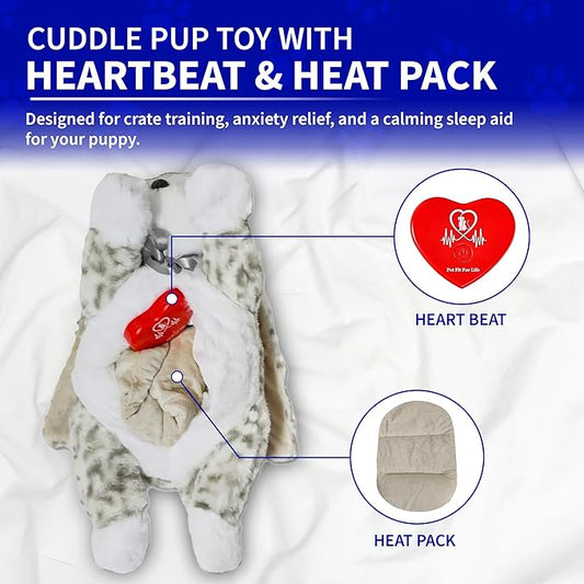 Pet Fit For Life Stuffed Animal for Cats - Calming Sleep Aid with USB Rechargeable Heart Beat & Heat Pack for Anxiety Relief - Huggable Kitty Soother, Original Cuddle Plush Toy for Crate Training