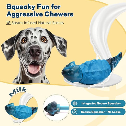 ZeLing HTL Dog Chew Toys for Aggressive Chewers, Indestructible Lizard Shape Tough Dog Toy with Natural Scents, Durable Chew Bones to Keep Large Dogs Busy, for Super Chewers 20-80Lbs - Milk