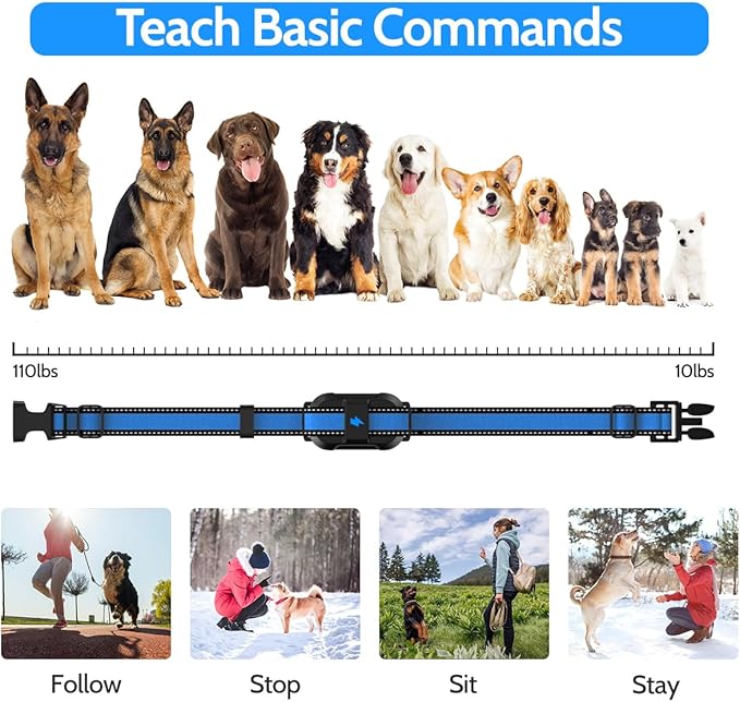 DogStop Dog Training Collar Electric Dog Collar with 4 Training Modes and Rechargeable Remote Waterproof Range 3300Ft for Small Medium Large Dogs(Blue)