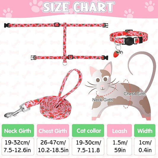 2 Pack Cat Harness and Leash, Escape Proof Adjustable Cat Harness with Leash Collar, Lightweight Soft and Comfortable, for Small Medium Cats Safe Walking and Travel
