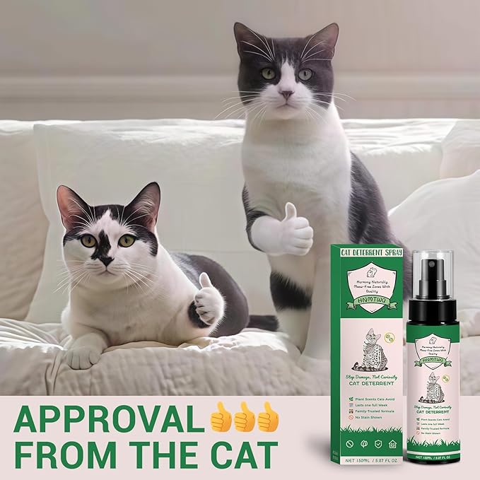 HNMTWQ Cat Deterrent Spray, Natural Safe Cat Repellent Indoor and Outdoor, Protect Your Sofa, Carpet, Protect Your Sofa, Carpet, and Curtains from Your Beloved Cat's Accidents.(150ml/5.28oz)