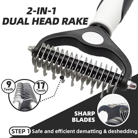 KUEIOX Dog Brush for Shedding, 7 PCS Dog Grooming Brush Kit, Undercoat Rake, Slicker Brush, Deshedding Comb, Bath Brush, Nail Clipper for Long & Short Haired Dogs & Cats, Black