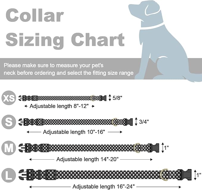 Rnivvi Dog Collar for Medium Dogs, Cute Heavy Duty Adjustable Puppy Collar with Quick Release Buckle for Boy Girl & Female, Pet Accessories for Walking Running, M Length 1" Width, Black Star