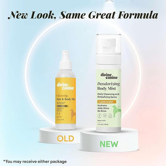 Divine Canine Cleansing Hair and Body Spray for Dogs - 5.1 Fl Oz of Dog Deodorizer, Long Lasting Formula - Everyday Body Spray with Aloe, Lemongrass Oil, and More - Made in The USA