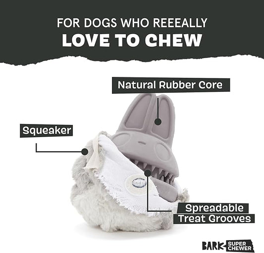 Barkbox Super Chewer Tough Dog Chew Toys for Aggressive Chewers, Plush 2 Toys in 1 (Hare Raiser - Large)