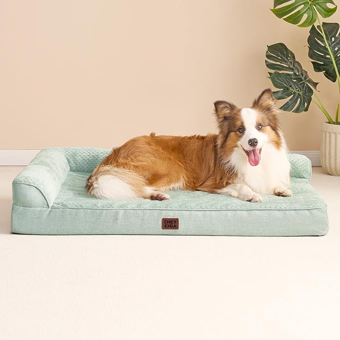 EHEYCIGA XL Dog Bed Memory Foam for Crate, Extra Large Dog Bed Orthopedic with Washable Removable Cover, Waterproof Pet Sofa Couch XLarge Size Dogs, 41x27x6.5, Greyish Green