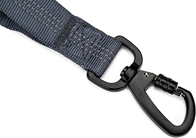 LEADSOM 6FT Highly Reflective Heavy Duty Elastic Bungee Medium and Large Dog Leash Shock Absorbing with Comfortable Padded Handle and Traffic Handle Suitable for Training Grey