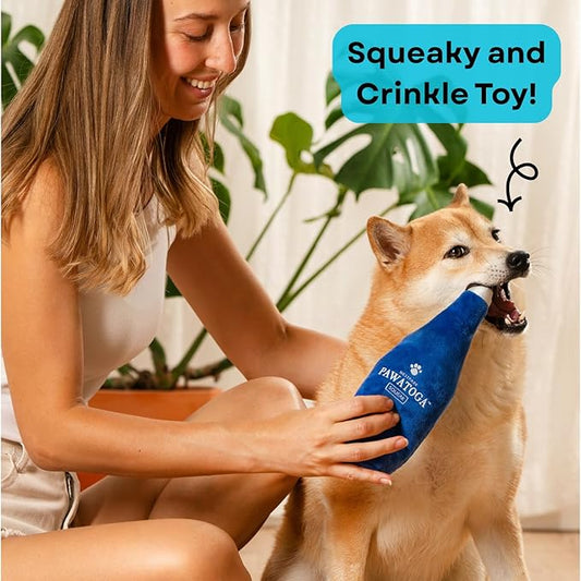 Nestpark Pawatoga Funny Dog Toy - Parody Plush Squeaky Crinkle Dog Toy - Fancy Barkling Water for A Classy Dog Morning Routine