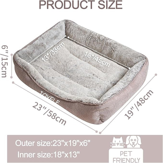 JOYELF Dog Bed Washable Calming Cat Bed Sofa, Cute Fluffy Pet Couch Bed for Puppy, Kitten, Small Dog and Cat - Small Rectangle