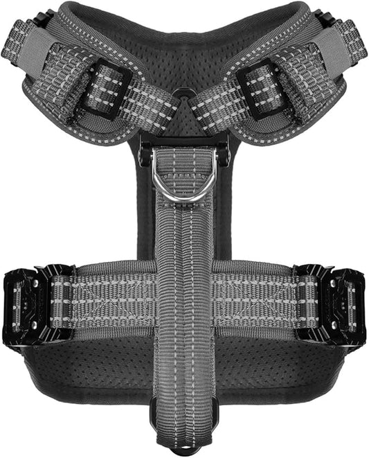 ICEFANG Dog Strap Harness with All-Metal Hardware,for Small Sized Dog,K9 Vest,Y-Shape Soft Padding,Adjustable Pet Harness,No-Pull Front Leash Clip (Small (Pack of 1), Grey)