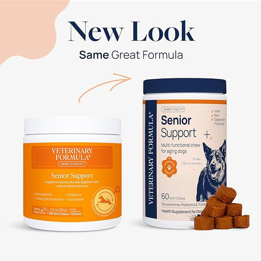 Veterinary Formula Smart Vitality Senior Support Dog Supplements 60ct – Senior Dog Vitamins to Help Promote Mobility, Hip & Joint, Immune Health – Dog Multivitamin with Glucosamine and Chondroitin