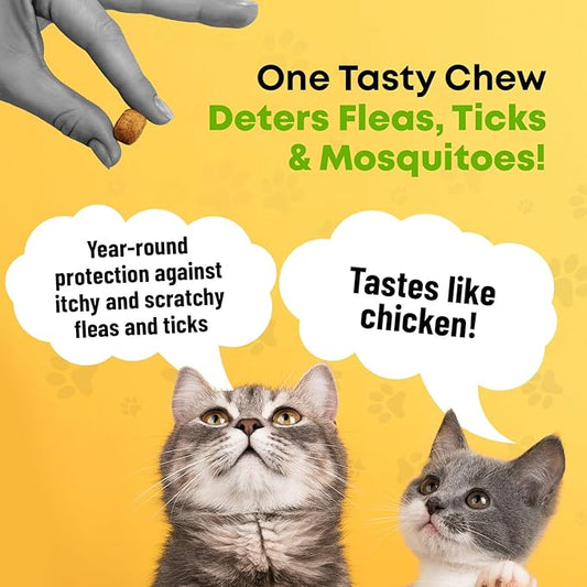 Guardian's Choice Flea and Tick Chewable Treats for Cats – No Harsh Chemicals – 100 Chicken-Flavored Chews Pets