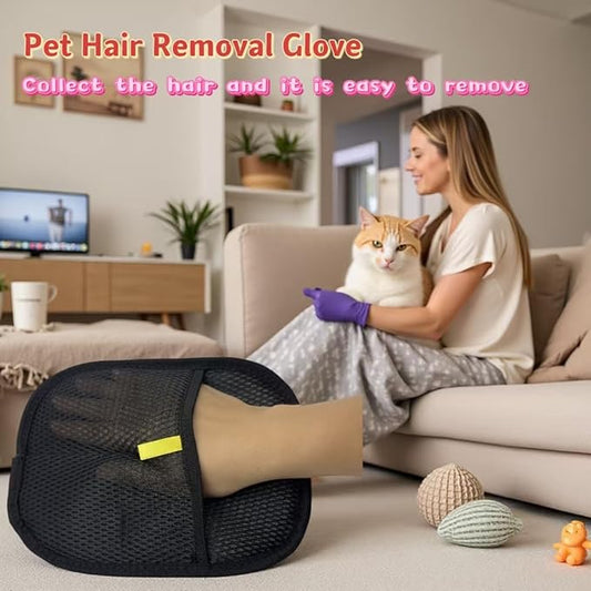 yaoshanlc Pet Hair Removal Glove for Cats & Dogs – Efficient Grooming Gloves for Hair Removal, Reusable Tool for Cat & Dog Grooming, Also Works on Couches, Furniture, Carpets, Curtains (2 Pcs)